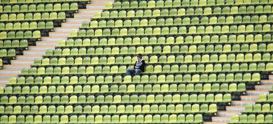 Alone in stadium